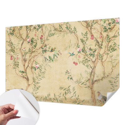 Peel and stick wall mural for kids' room with floral accents