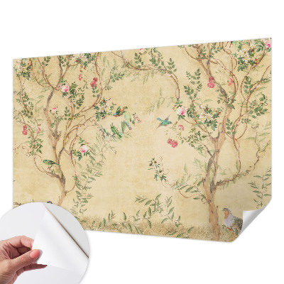 Peel and stick wall mural for kids' room with floral accents