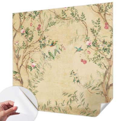 Peel and stick wall mural for kids' room with floral accents