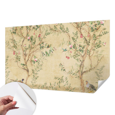 Peel and stick wall mural for kids' room with floral accents