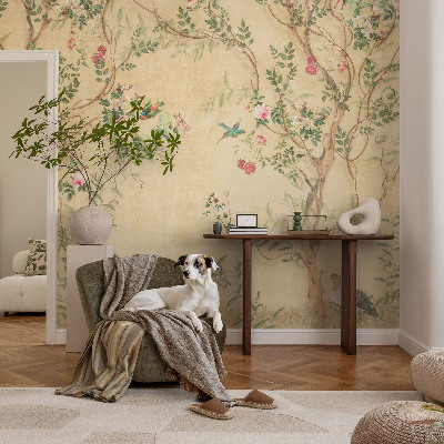 Peel and stick wall mural for kids' room with floral accents