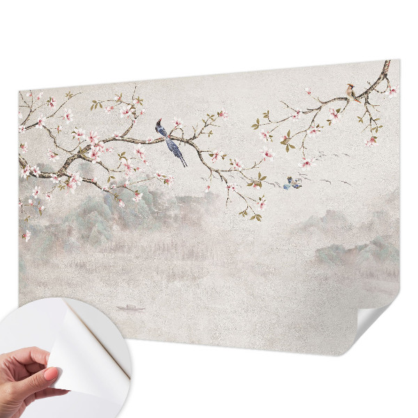 3D photo wallpaper mural with an oriental landscape design