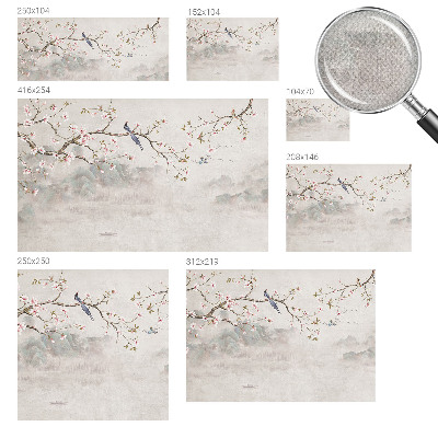 3D photo wallpaper mural with an oriental landscape design