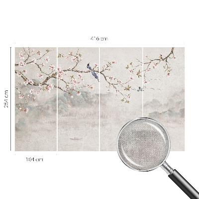 3D photo wallpaper mural with an oriental landscape design