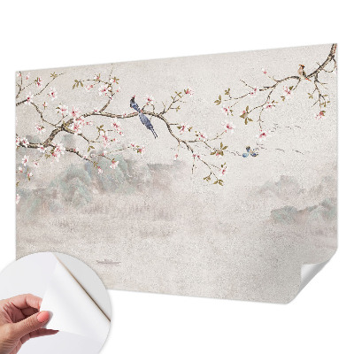 3D photo wallpaper mural with an oriental landscape design