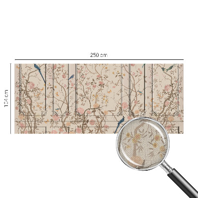 Nursery wall mural with a design of birds and flowers