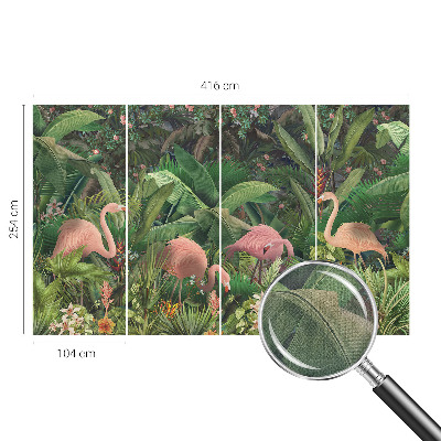 Peel and stick wall mural for bedroom Pink flamingos