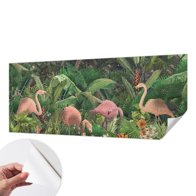 Peel and stick wall mural for bedroom Pink flamingos