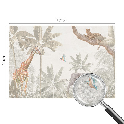 Baby room wall mural with a tropical oasis design