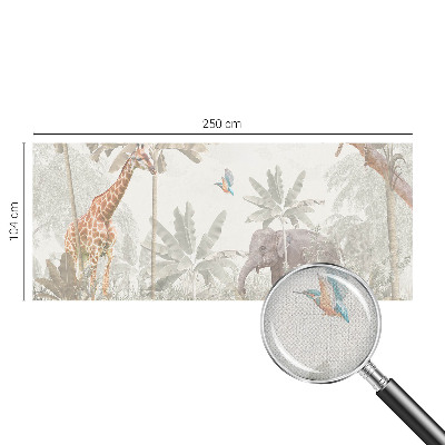 Baby room wall mural with a tropical oasis design