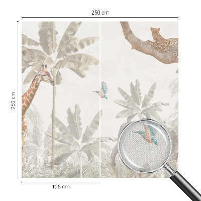 Baby room wall mural with a tropical oasis design