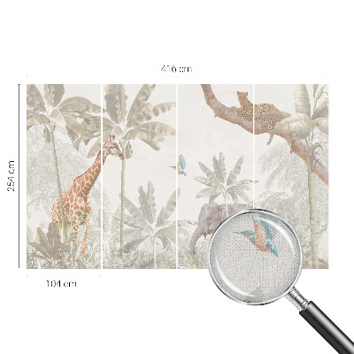 Baby room wall mural with a tropical oasis design