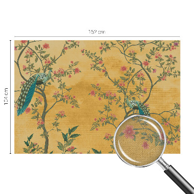 Peel and stick wall mural with a peacock tree design