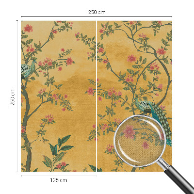 Peel and stick wall mural with a peacock tree design