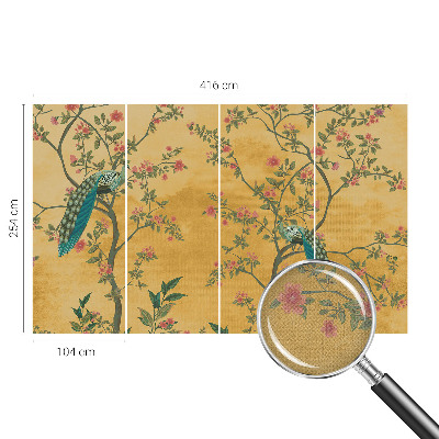 Peel and stick wall mural with a peacock tree design