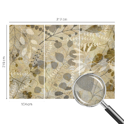Peel and stick wallpaper mural with a twig leaves pattern
