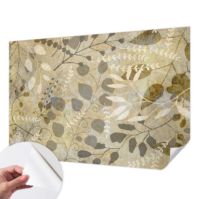 Peel and stick wallpaper mural with a twig leaves pattern