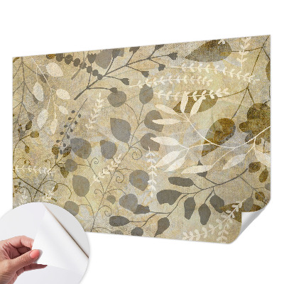 Peel and stick wallpaper mural with a twig leaves pattern