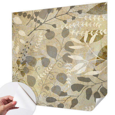 Peel and stick wallpaper mural with a twig leaves pattern