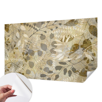 Peel and stick wallpaper mural with a twig leaves pattern