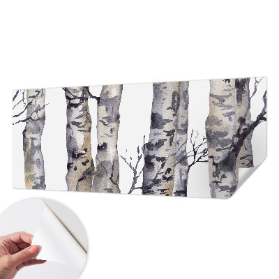 Self-adhesive wall mural with an aspen forest motif