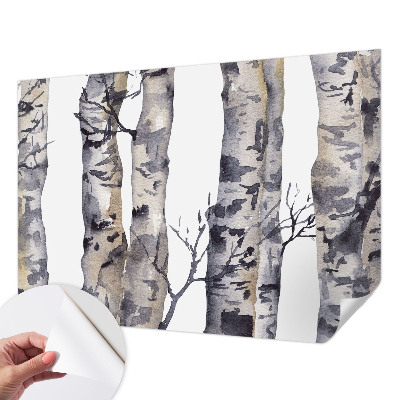 Self-adhesive wall mural with an aspen forest motif