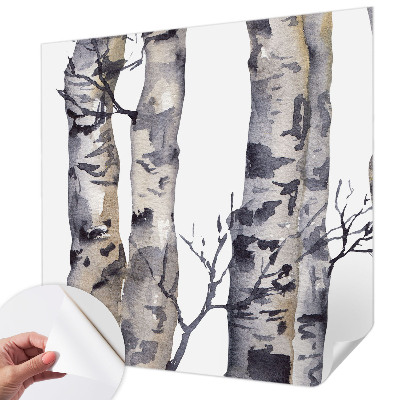 Self-adhesive wall mural with an aspen forest motif