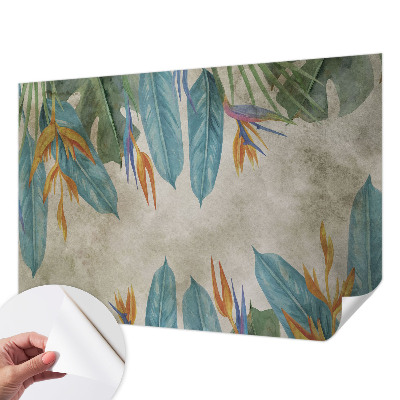 Self-adhesive photo wallpaper with a tropical flowers motif
