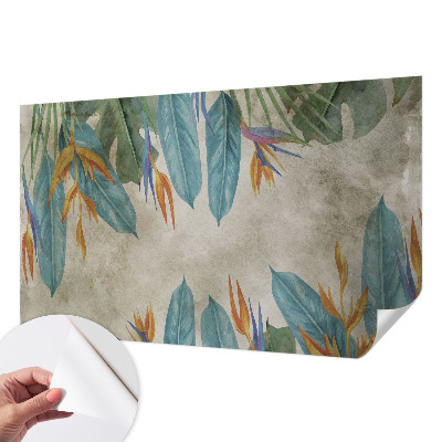 Self-adhesive photo wallpaper with a tropical flowers motif