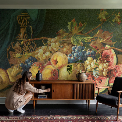 Removable wall mural with a fruity charm design