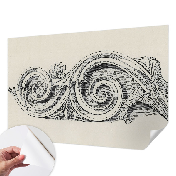 Stick-on wall mural with a plant ornament design