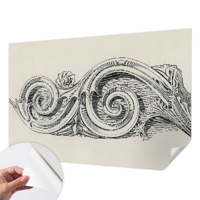 Stick-on wall mural with a plant ornament design