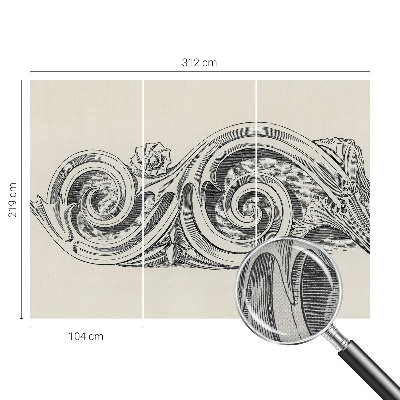 Stick-on wall mural with a plant ornament design