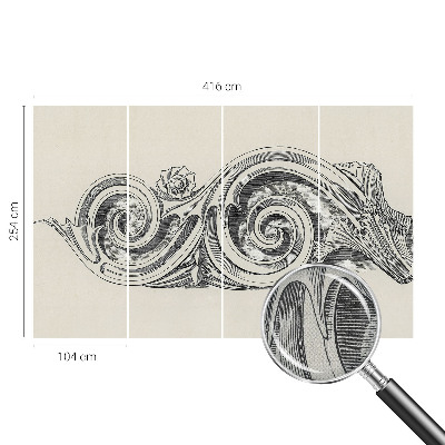 Stick-on wall mural with a plant ornament design