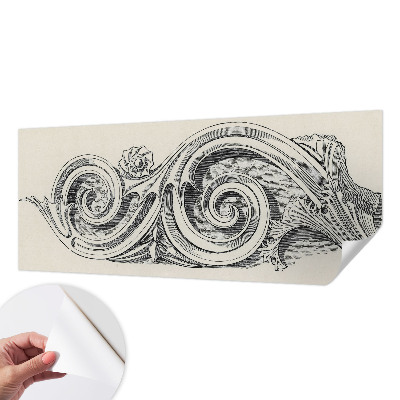Stick-on wall mural with a plant ornament design