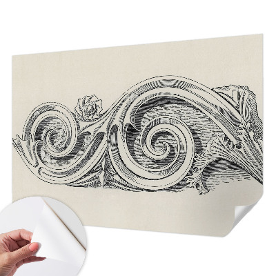 Stick-on wall mural with a plant ornament design