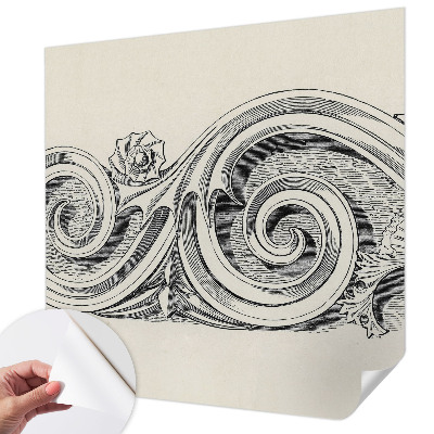 Stick-on wall mural with a plant ornament design
