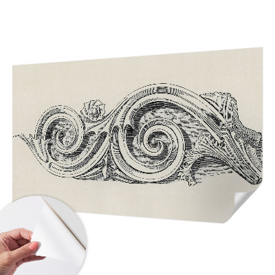 Stick-on wall mural with a plant ornament design