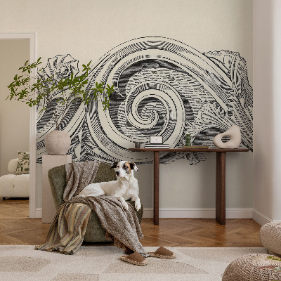 Stick-on wall mural with a plant ornament design