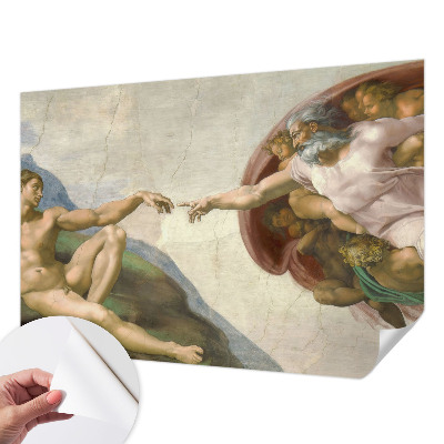 Peel and stick wall mural for living room with a spiritual contact design