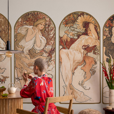 Peel and stick wall mural for bedroom featuring a close-up artistic depiction of a woman's pores