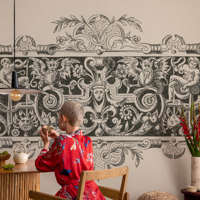 Peel and stick wall mural for kids' room with mythological motifs