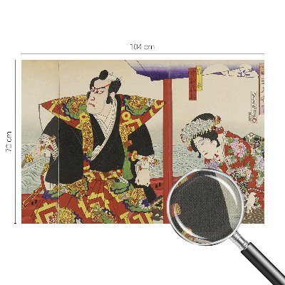 Nursery wall mural with a Japanese theater motif