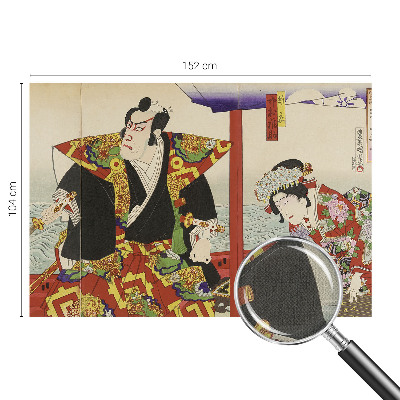 Nursery wall mural with a Japanese theater motif
