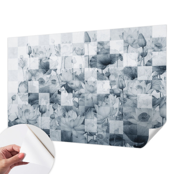 Baby room wall mural with a lotus flowers motif