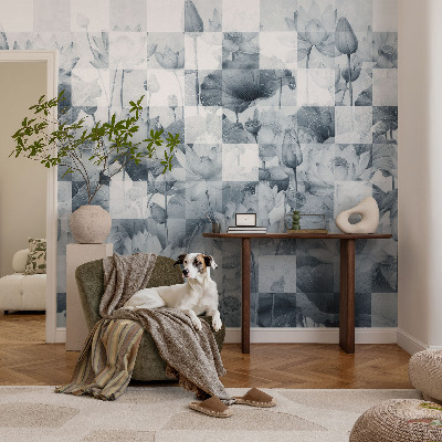Baby room wall mural with a lotus flowers motif