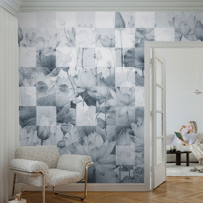 Baby room wall mural with a lotus flowers motif