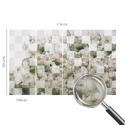 Peel and stick wall mural with lotus patterns