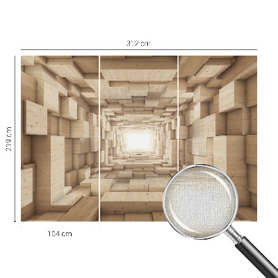 Self-adhesive photo wallpaper with a wooden tunnel motif