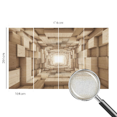 Self-adhesive photo wallpaper with a wooden tunnel motif